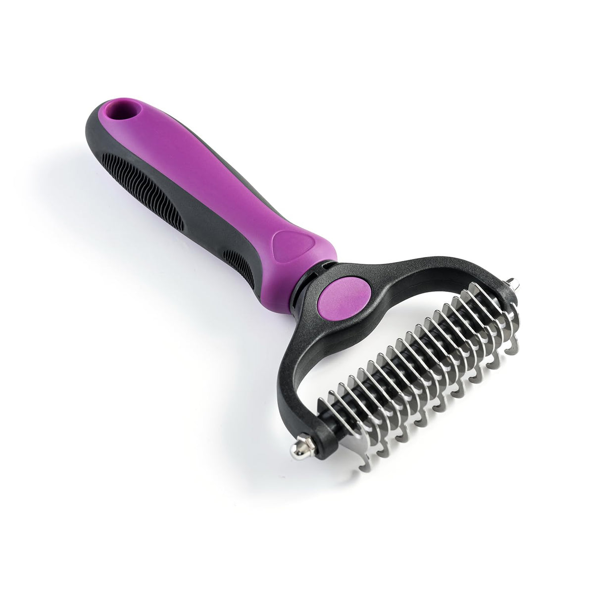 WePet Grooming Rake for Dogs & Cats, Double-Sided Deshedding Brush, Extra-Wide Dematting Tool, Slicker Comb for Undercoat & Loose Hair Removal, Reduces Shedding by 95%, Blue, Small