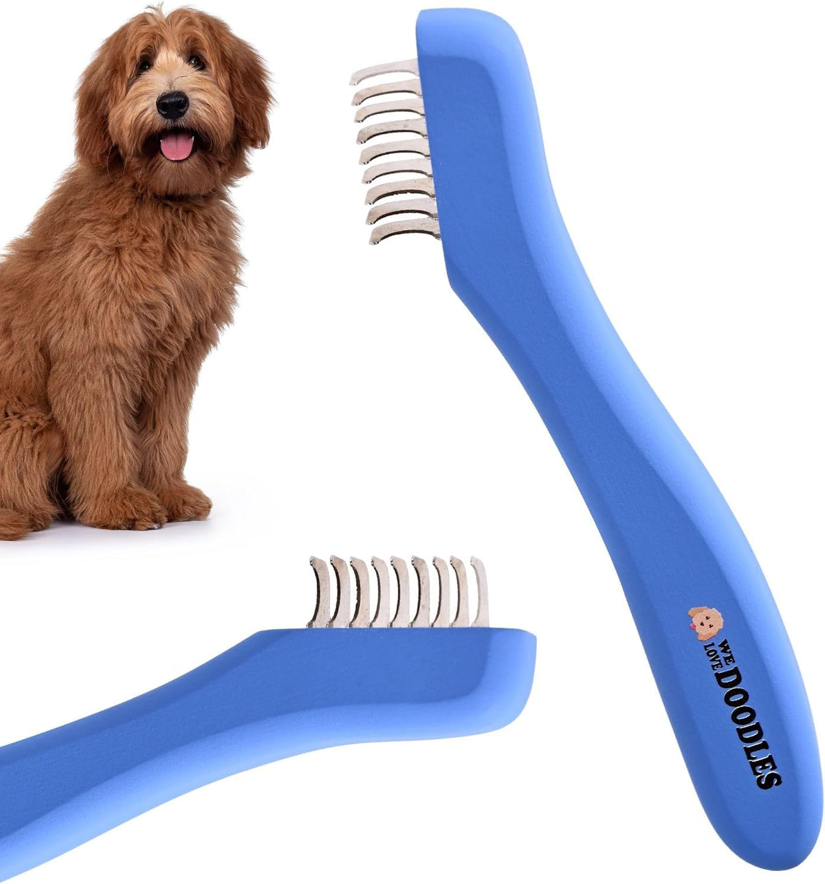 Dematting Comb for Dogs, Undercoat Rake Grooming Tool, Mat Remover, 5 Blade
