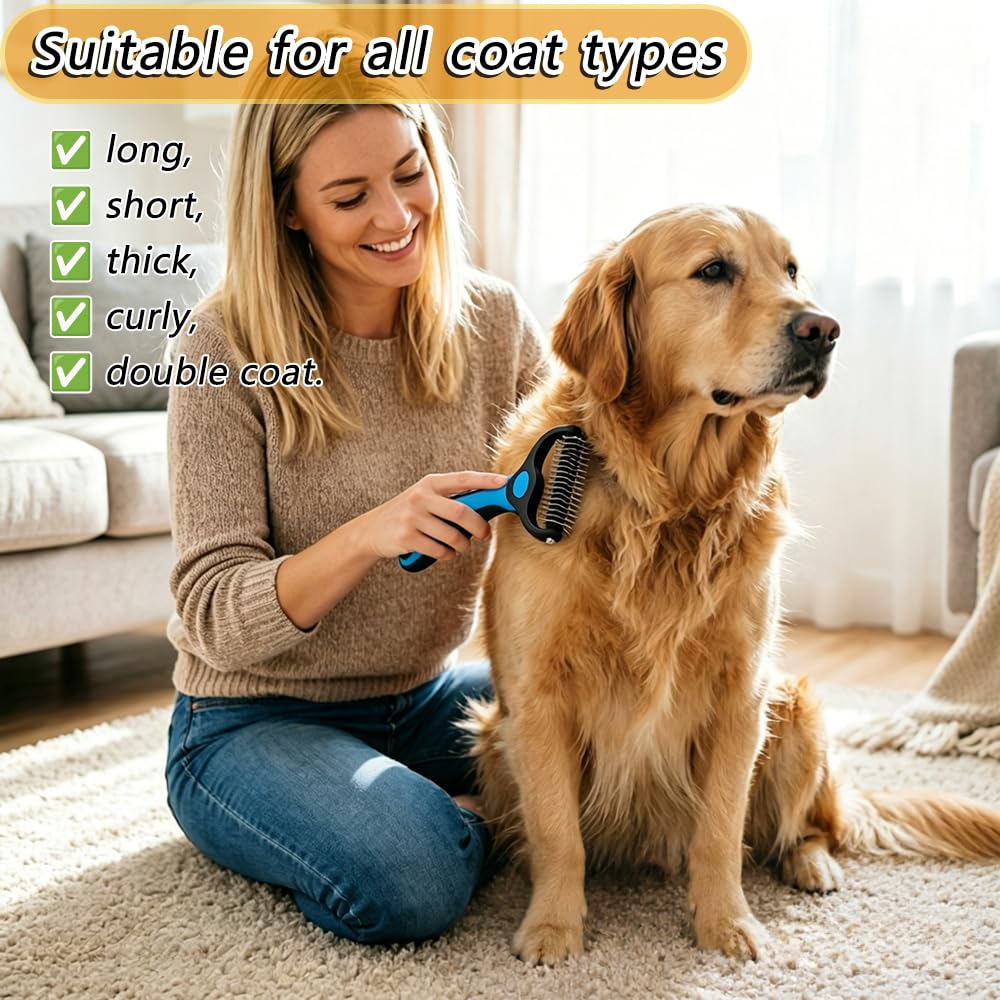 Pet Grooming Tool, Double-Sided Pet Comb for Dogs & Cats