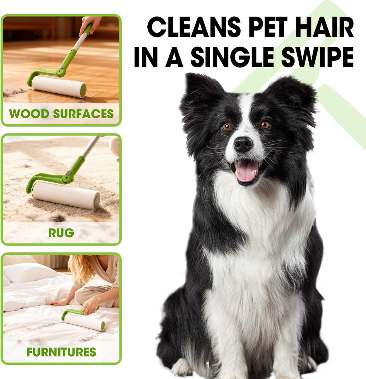 10 Inch Lint Roller Refills, 6 Rolls 300 Sheets Large Lint Rollers for Pet Hair Extra Sticky, Easily Remove Carpets, Clothes, Couch and Curtains Dust (Not Include Lint Roller Handle)