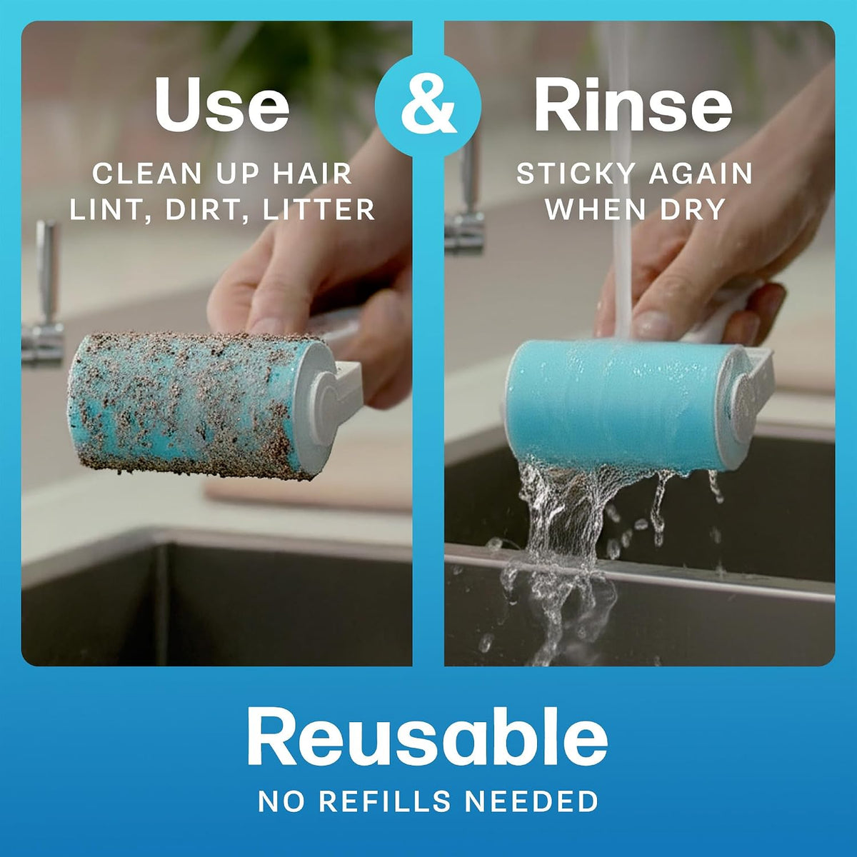 Schticky 2-Piece Lint Roller Set, Reusable & Washable, Pet Hair Remover