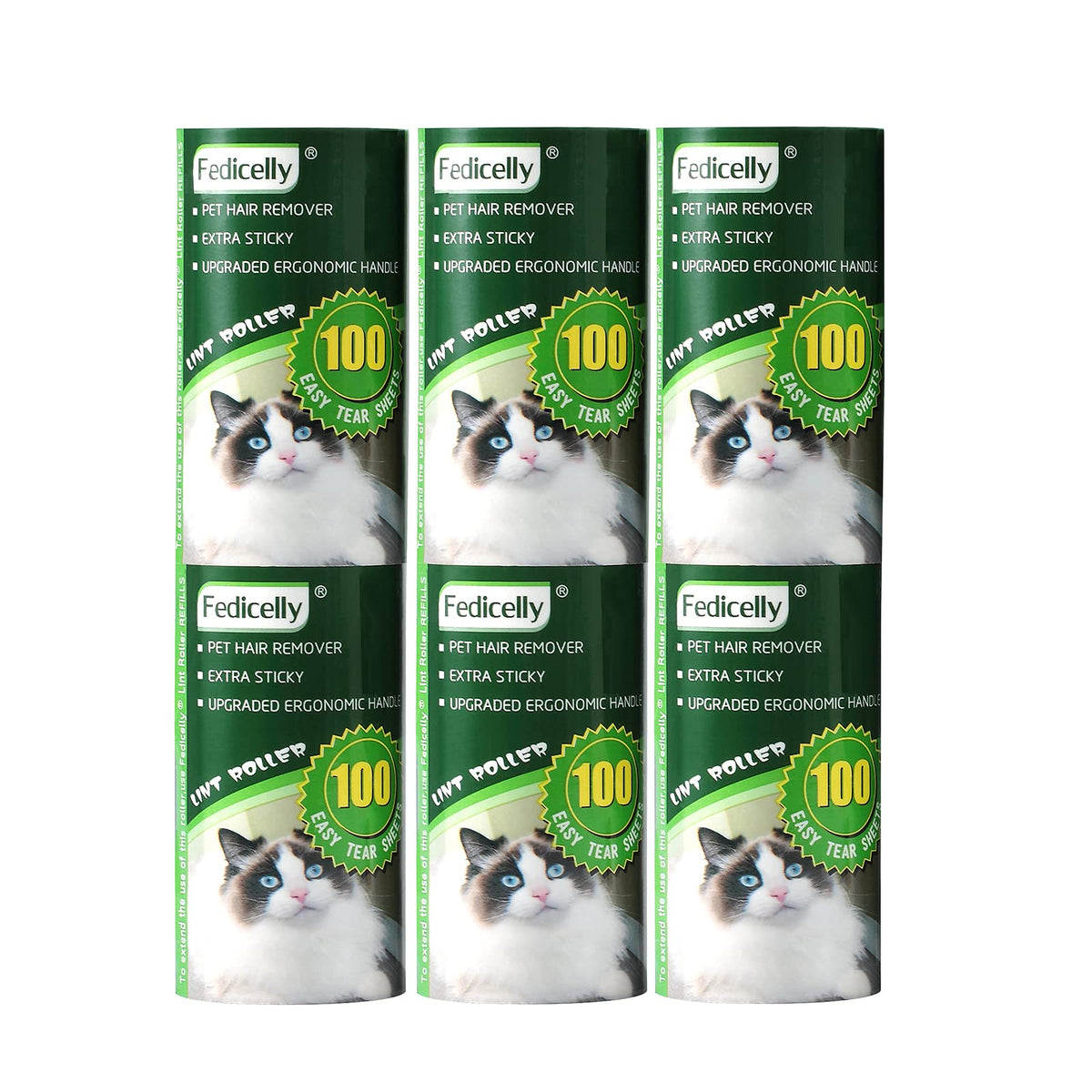 Fedicelly Lint Rollers Pet Hair Extra Sticky Furniture,Cat Dog Hair Remover Laundry Clothes Carpet,Total 200 Sheets Lint Remover Brush for Couch