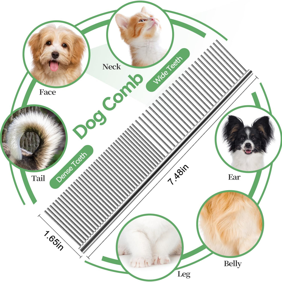 Dog & Cat Brush,Pet Grooming Kit 4PCS- Dog Brush for Shedding| A Pair Pet Hair Removal Gloves| Metal Comb for dog.Removes Undercoat, Tangled, Dirt and Massages. All hair Types