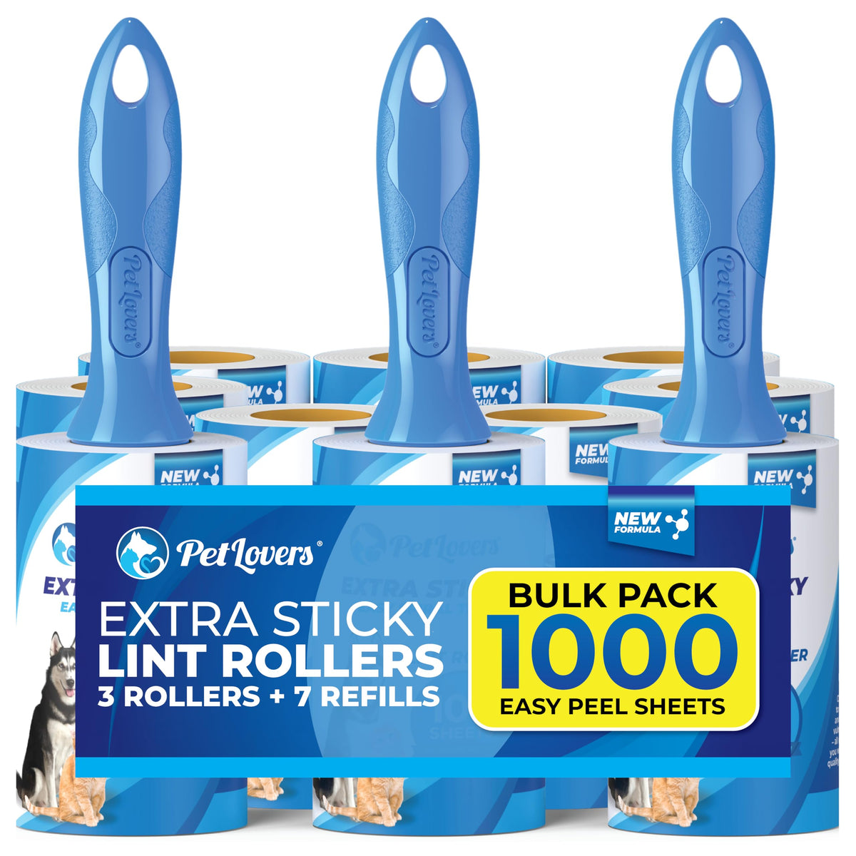 PetLovers Extra Sticky Lint Roller Ultimate Value Set 400 Sheets for Pet Hair Removal, Dog and Cat Lint Remover 4 Pack