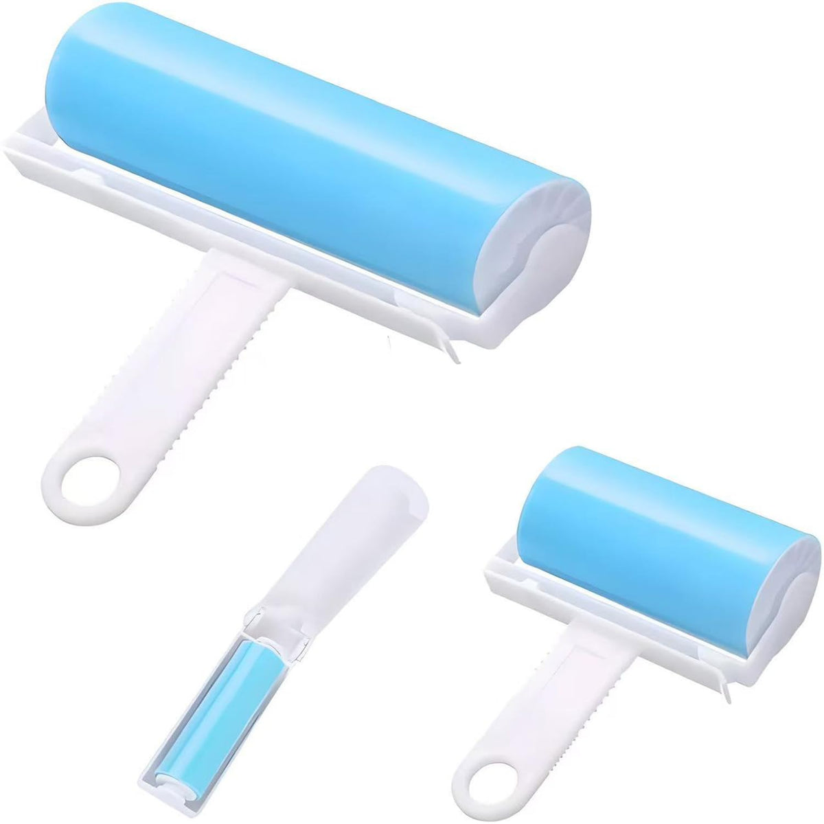 Reusable Travel Lint Roller 3 Pack, Washable Lint Roller Compact Pet Hair Remover Cleaner with Cover for Clothes, Pet Hairs, Include Large, Medium, Small Size
