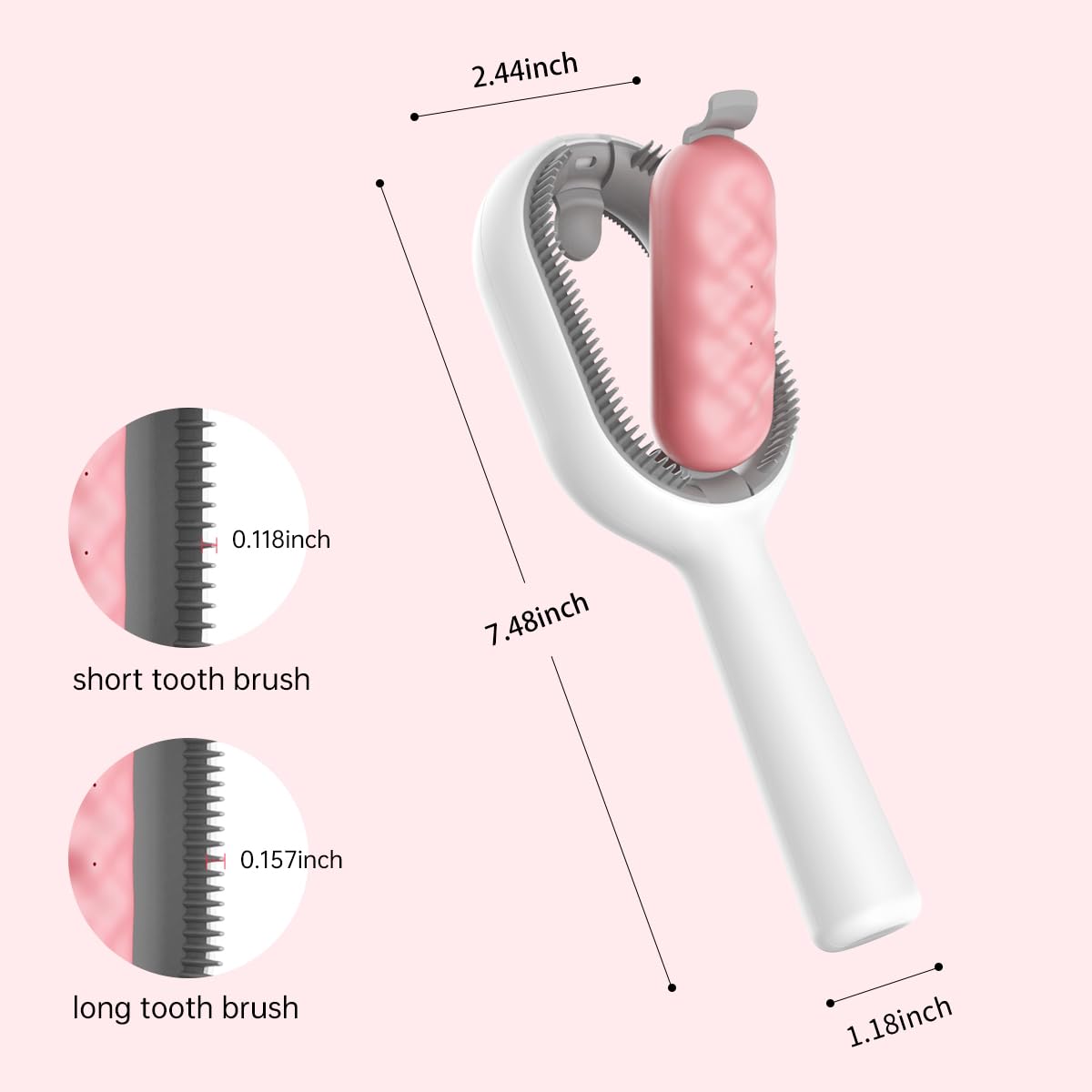 Petgravity Hair Brush, Self Cleaning Slicker Brushes for Dogs Cats, Gently Removes Loose Undercoat Mats Tangled Hair Brush with Water Tank for Pet Massage, LongHaired Pink