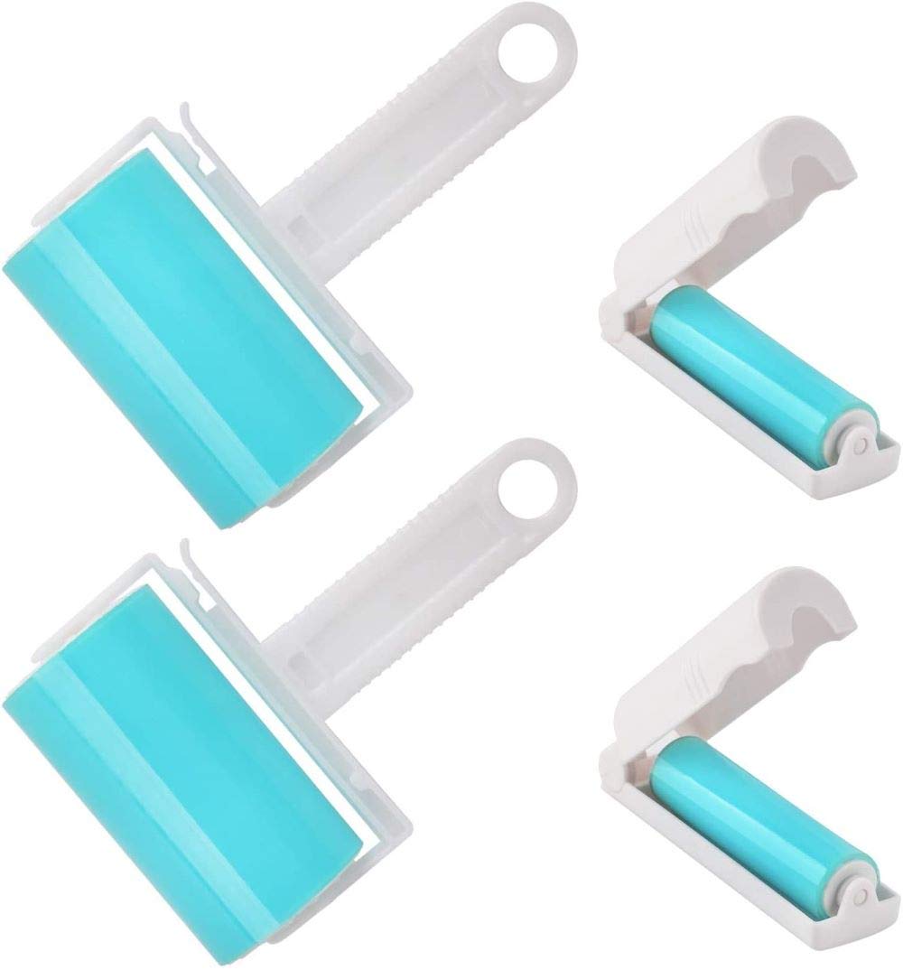 NUOBUT Reusable Sticky Lint Roller 3 Pack, Large & 2 Mini for Pet Hair
