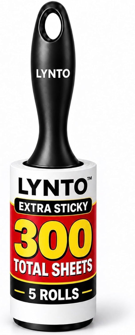 Extra-Sticky Lint Rollers for Pet Hair, 5 Rolls, 300 Sheets