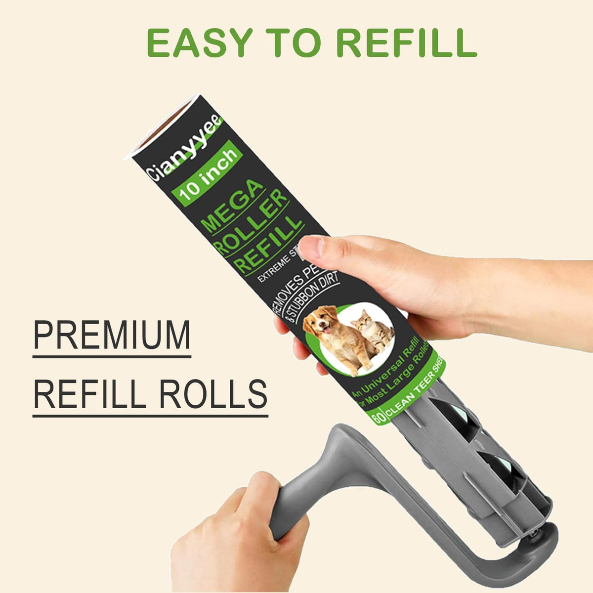10 Inch Lint Roller Refills, 4 Rolls 240 Sheets for Pet Hair Extra Sticky