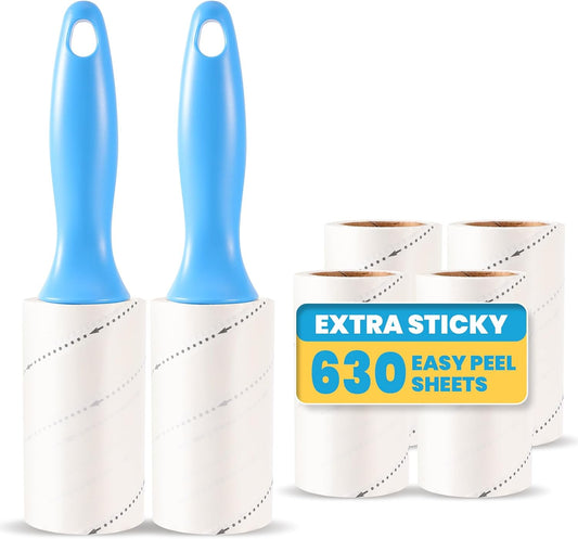 630 Sheets Extra Sticky Lint Roller for Pet Hair, 2 Handles