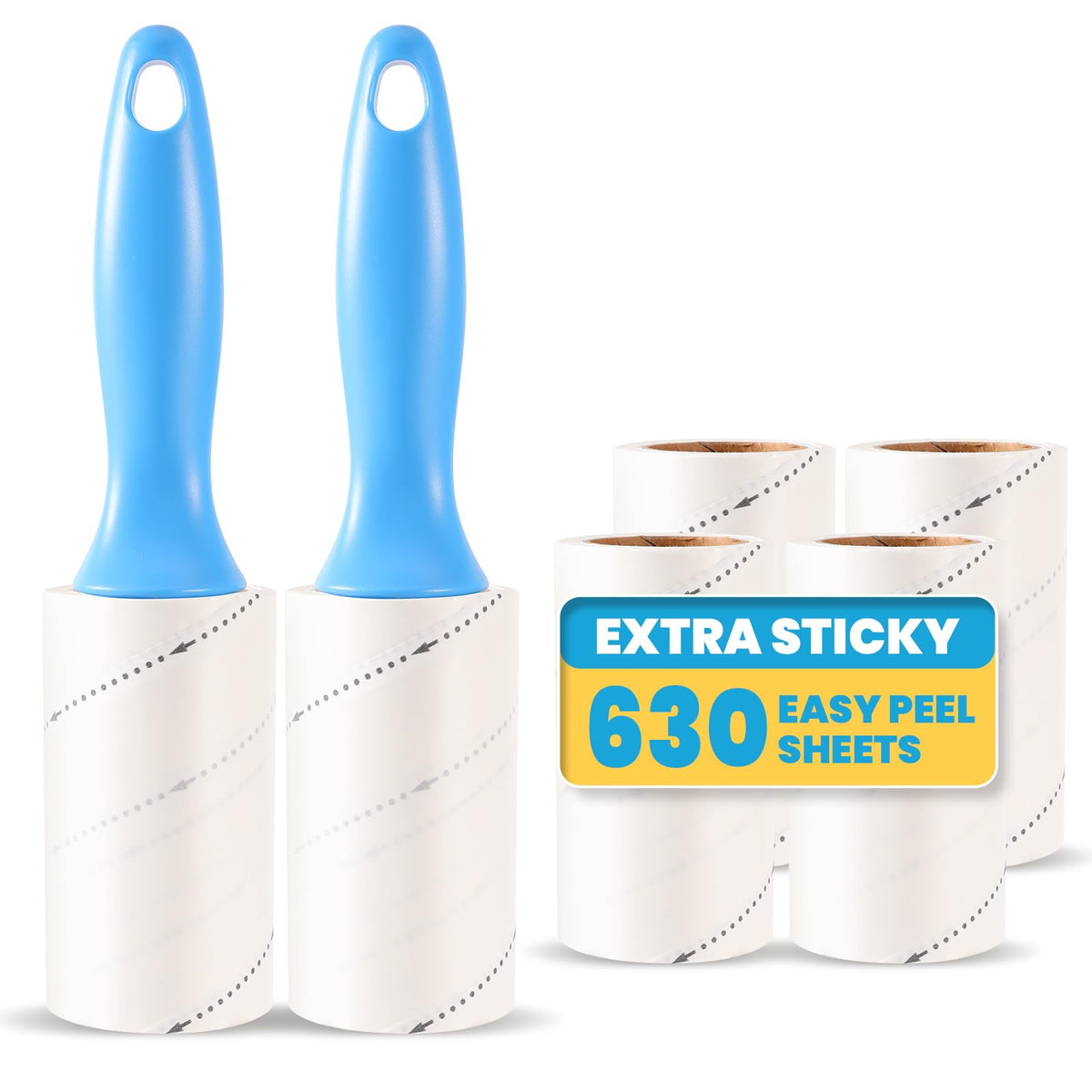 630 Sheets Extra Sticky Lint Roller for Pet Hair, 2 Handles