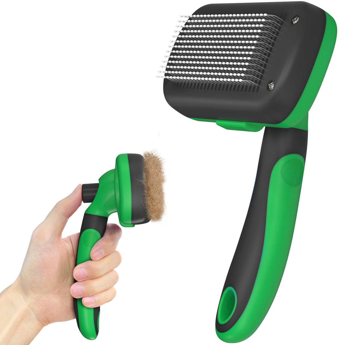 Dipoo Self Cleaning Shedding Brush - Skin Friendly Grooming Tool for Dogs, Cats, and Puppies, Deshedding and Hair Removal for Long and Short Haired Pets, Black