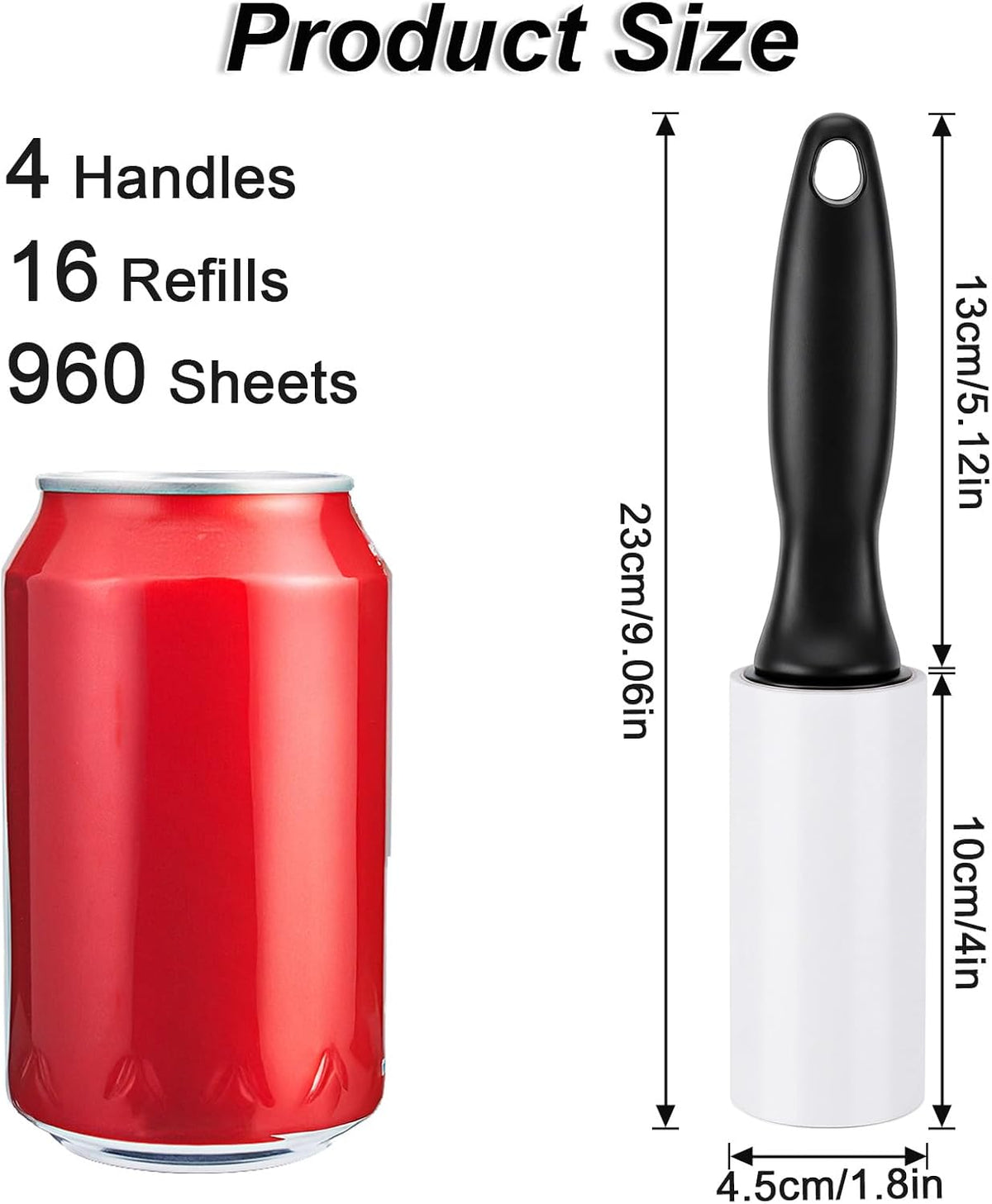 Lint Roller for Pet Hair, 960 Sheets, 4 Handles & 16 Refills