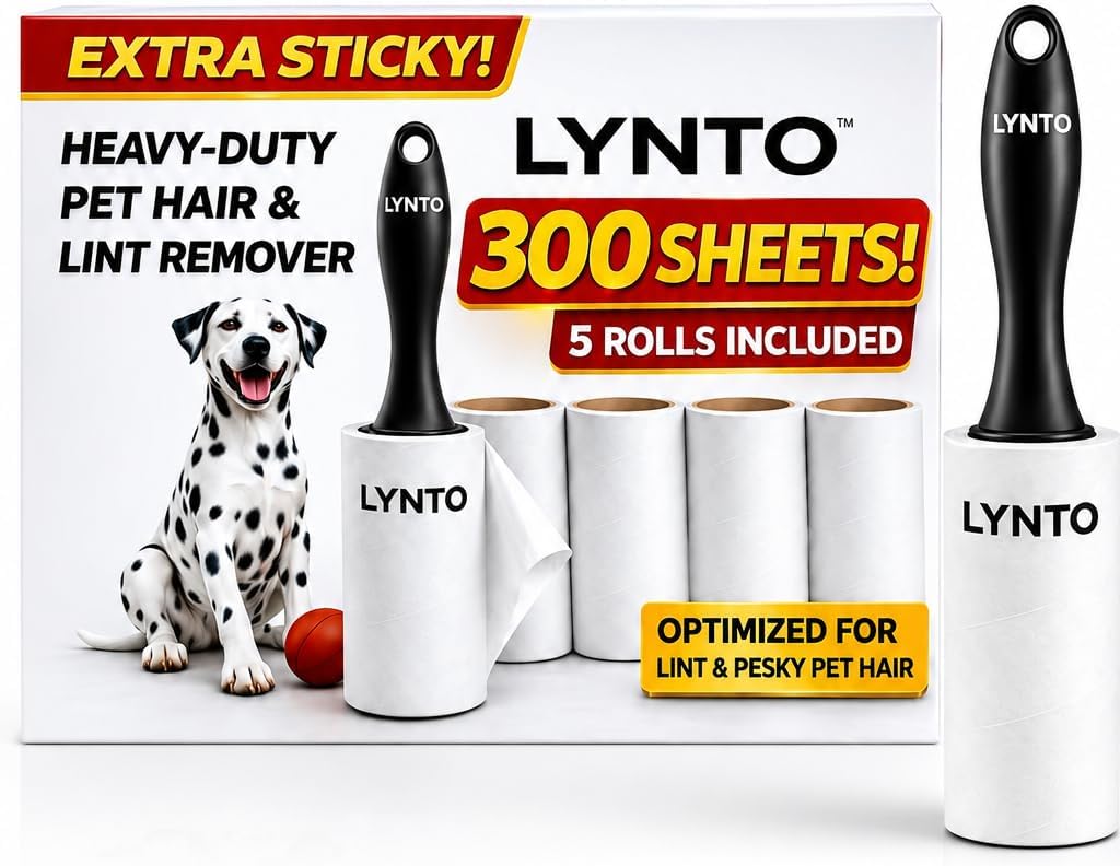Extra-Sticky Lint Rollers for Pet Hair, 5 Rolls, 300 Sheets