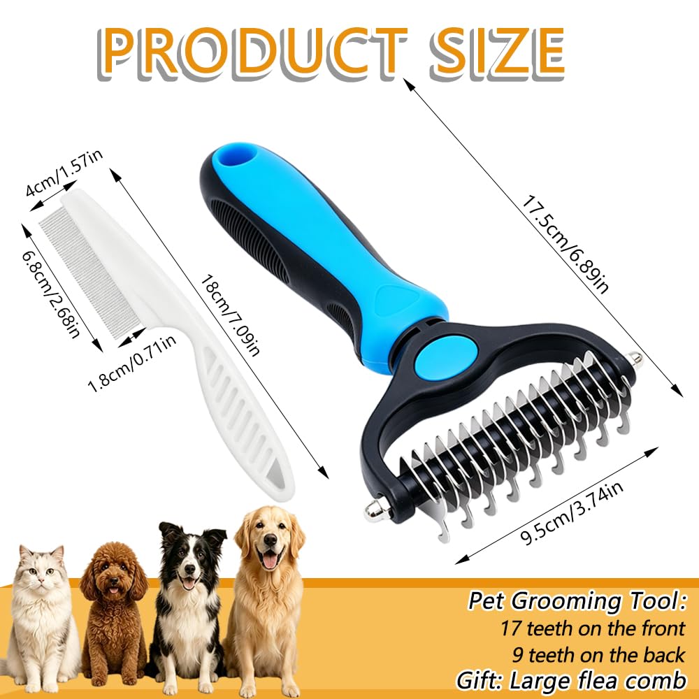 Pet Grooming Tool, Double-Sided Pet Comb for Dogs & Cats