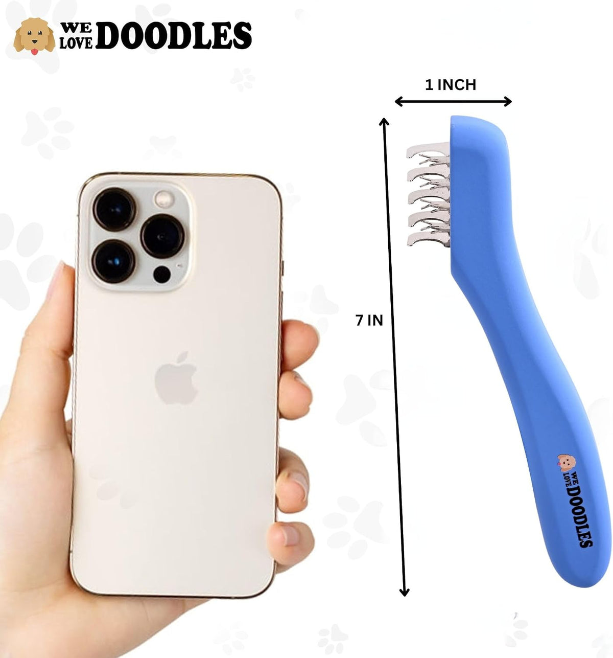 Dematting Comb for Dogs, Undercoat Rake Grooming Tool, Mat Remover, 5 Blade
