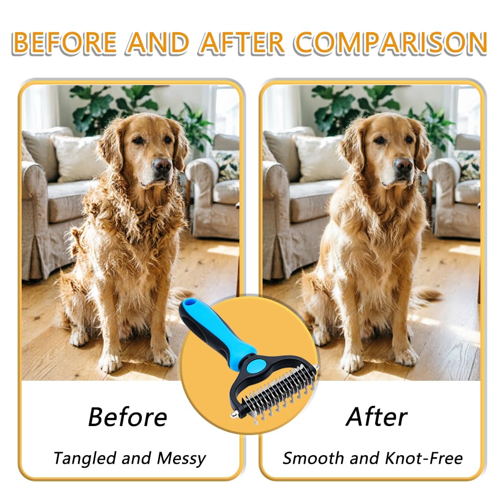 Pet Grooming Tool, Double-Sided Pet Comb for Dogs & Cats