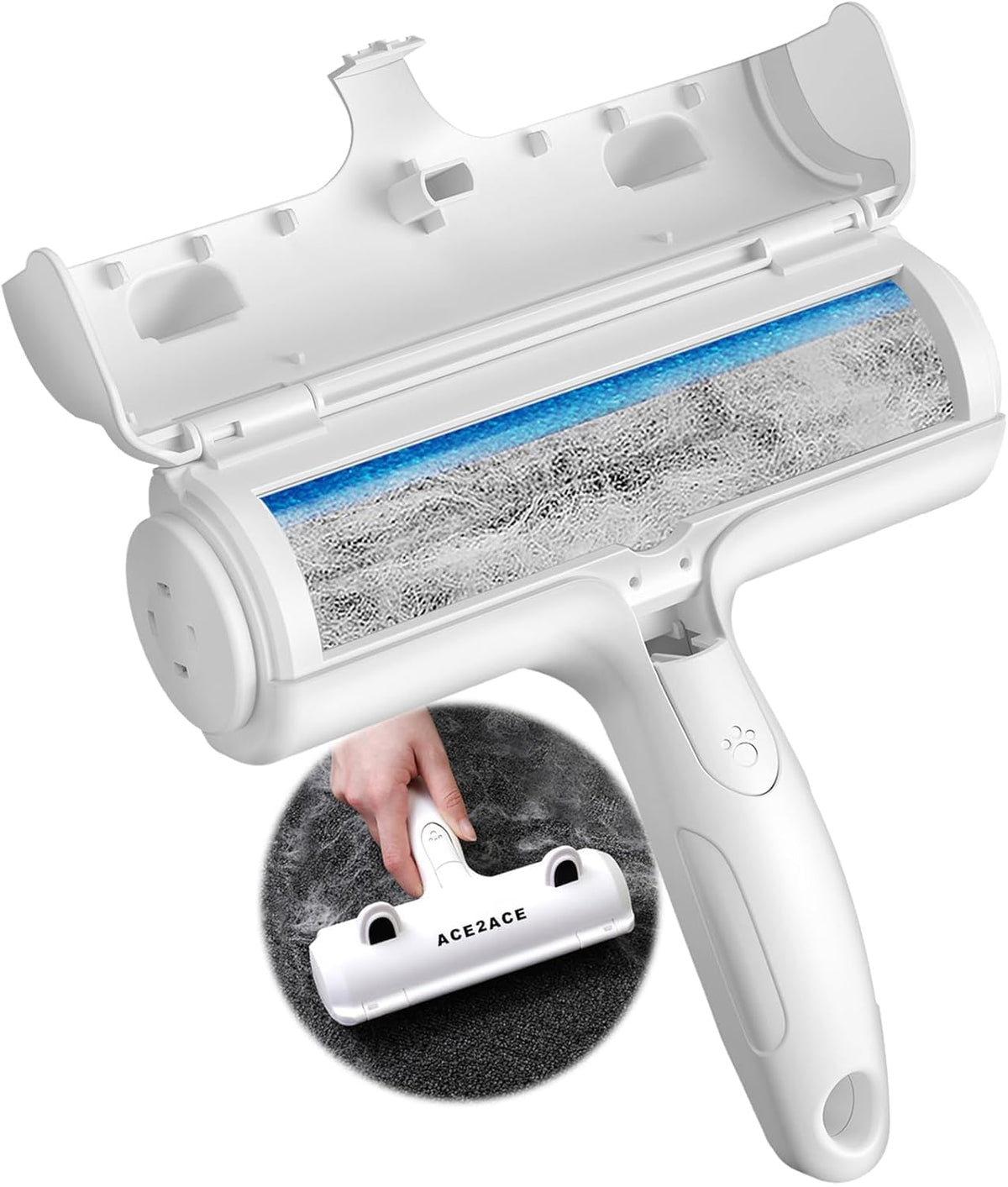 ACE2ACE Pet Hair Remover, Reusable Lint Roller for Cat and Dog Hair, White