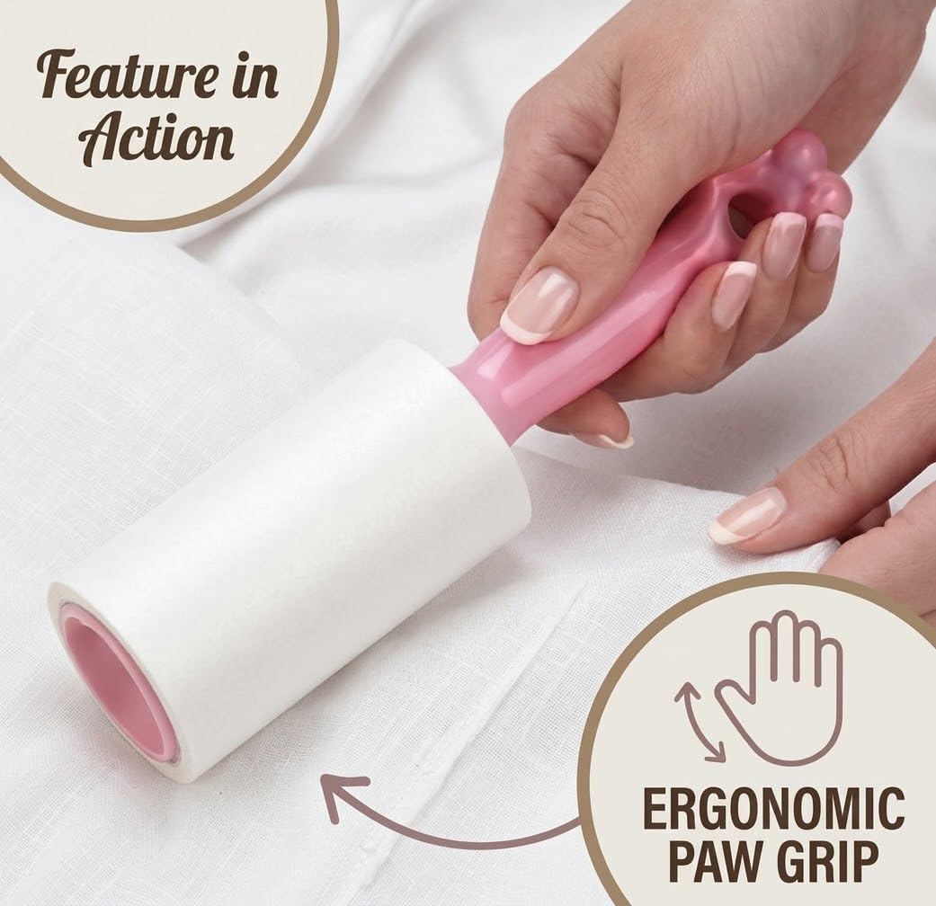 400 Sheets Extra Sticky Lint Rollers with 4 Paw Handles for Pet Hair, Easy Spiral Tear Lint Roller for Clothes, Multipurpose Lint Remover