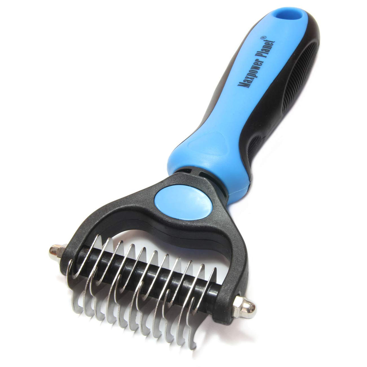 Maxpower Planet Hair Brush - Double Sided Shedding, Dematting Undercoat Rake for Dogs and Cats, Extra Wide Dog Grooming Brush, Reduce Shedding by 95%, Black
