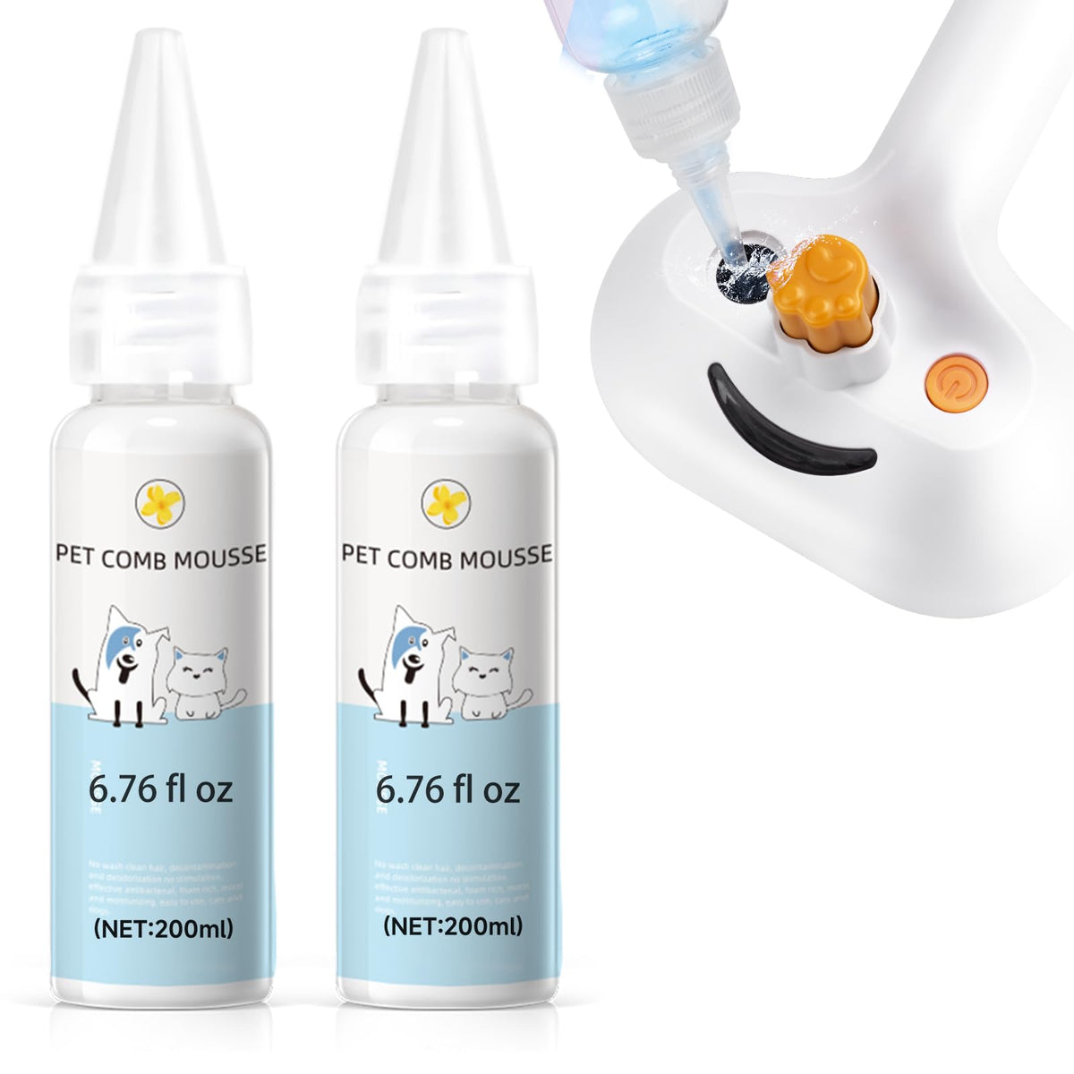 Pet Steam Brush for Dog & Cat Includes Waterless 2*Shampoo