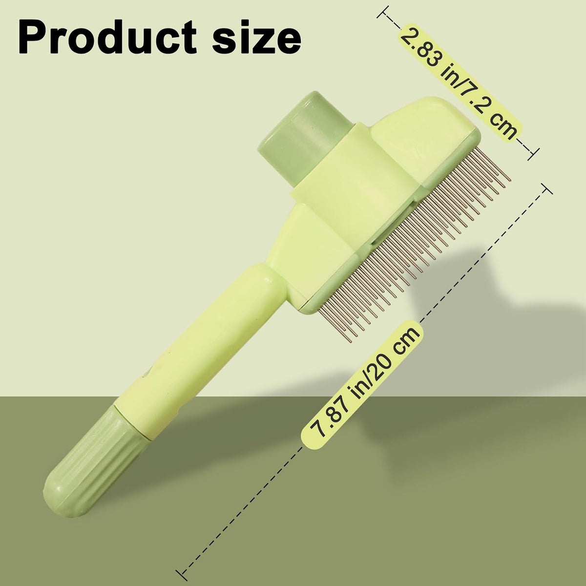 Dogs and Cats Comb with Release Button, Pet Hair Removal Tools with Safe Stainless Steel Teeth for Deshedding, Cat Grooming Supplies for Long/Short Hair, Cat Brush for Shedding, Green