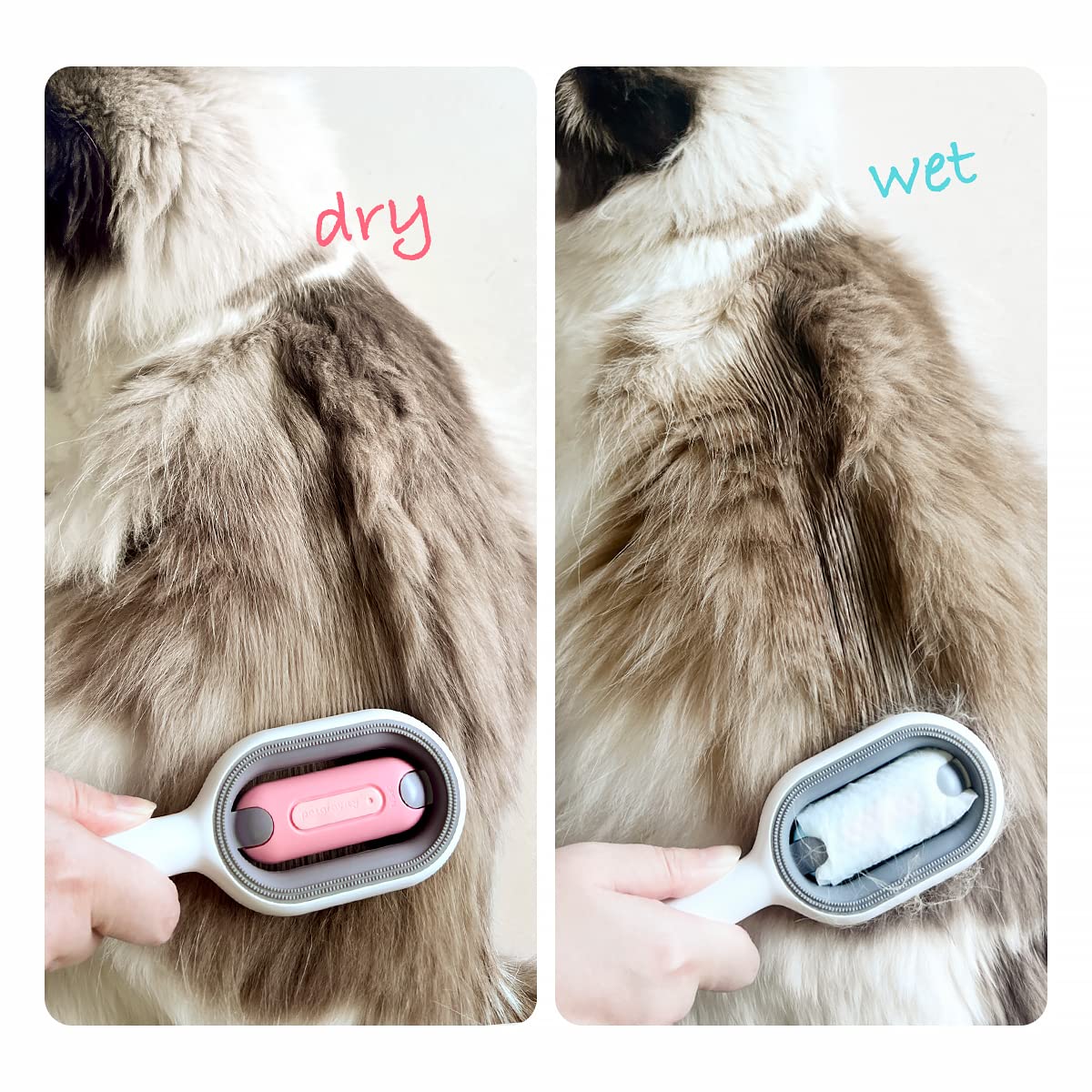 Petgravity Hair Brush, Self Cleaning Slicker Brushes for Dogs Cats, Gently Removes Loose Undercoat Mats Tangled Hair Brush with Water Tank for Pet Massage, LongHaired Pink