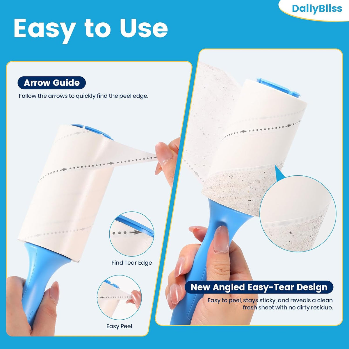 630 Sheets Extra Sticky Lint Roller for Pet Hair, 2 Handles