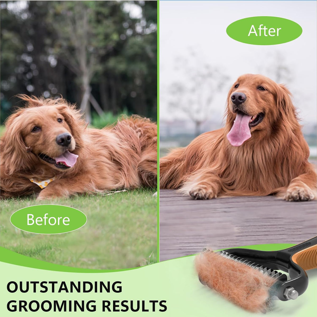 Staltwo Deshedding Dog Brush for Shedding, Undercoat Rake for Dog&Cat