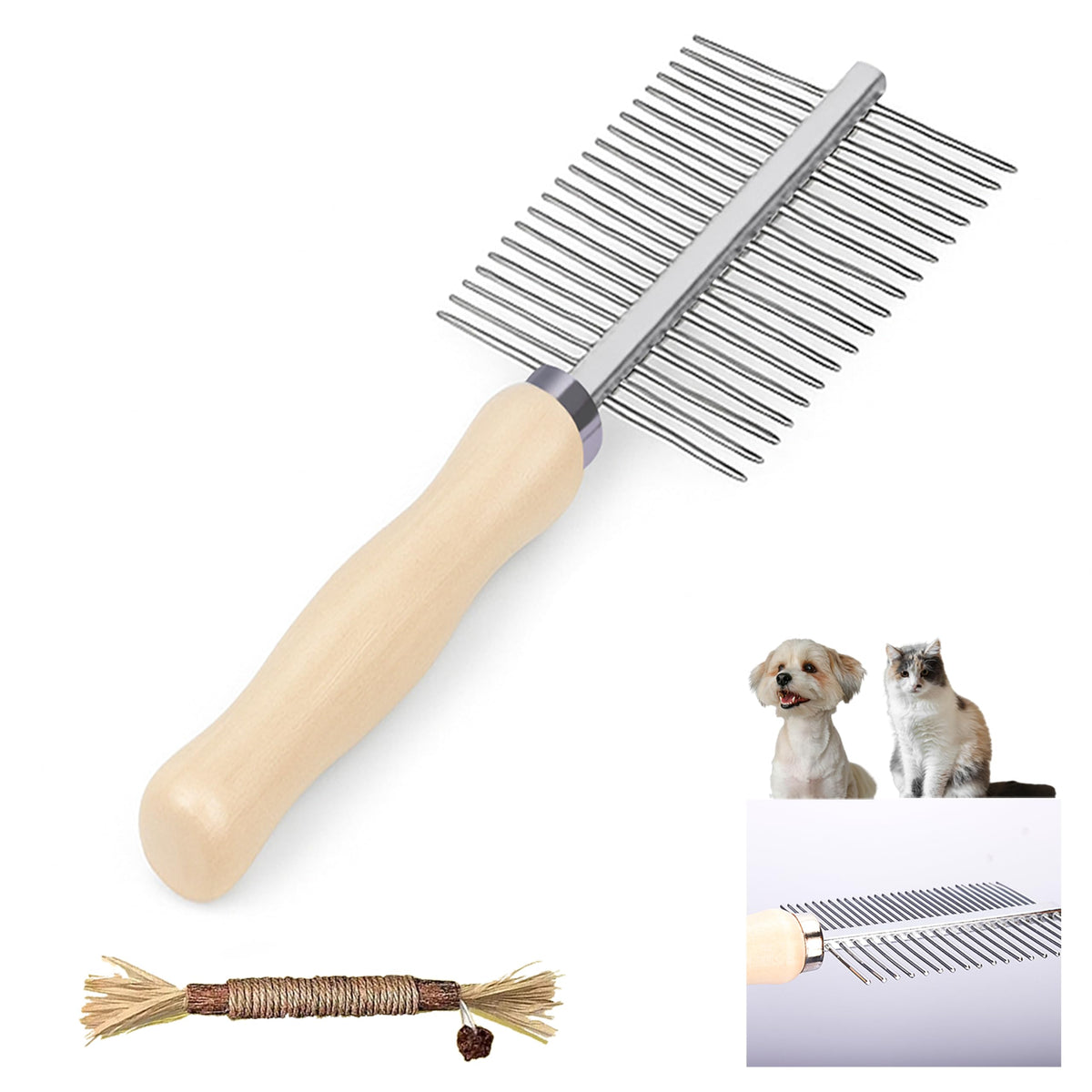 Cat & Dog Grooming Kit - Matted Fur Remover for Cats, Includes 4 Knotting Combs & 1 Pet Grooming Brush, Safe Cat Grooming Comb Set for Detangling
