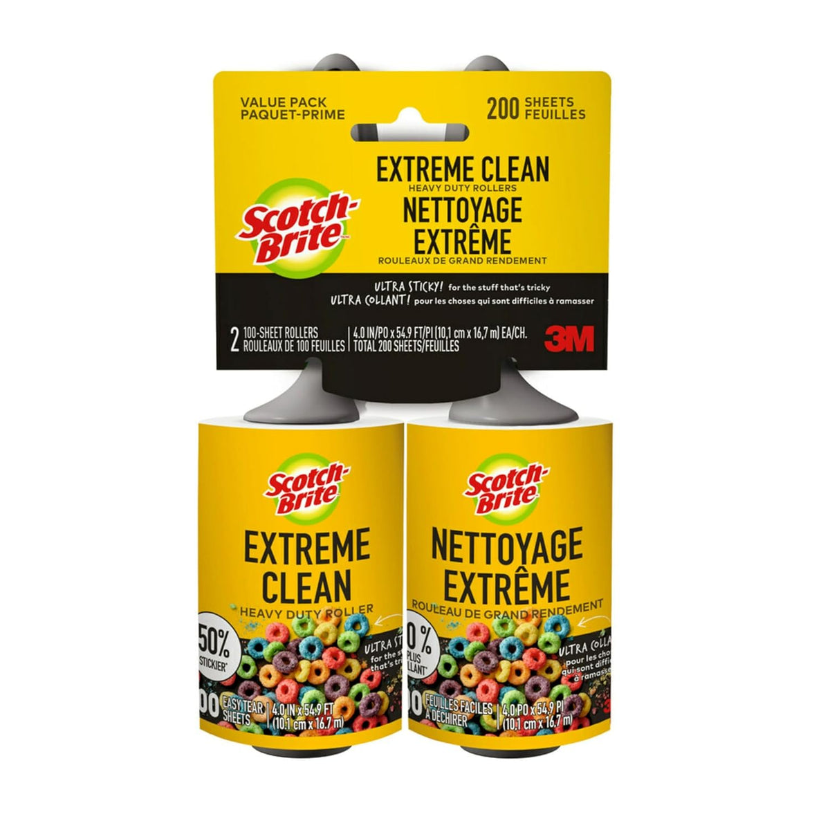 Scotch-Brite Extreme Clean Lint Roller, 200 Sheets Total, 2 Pack