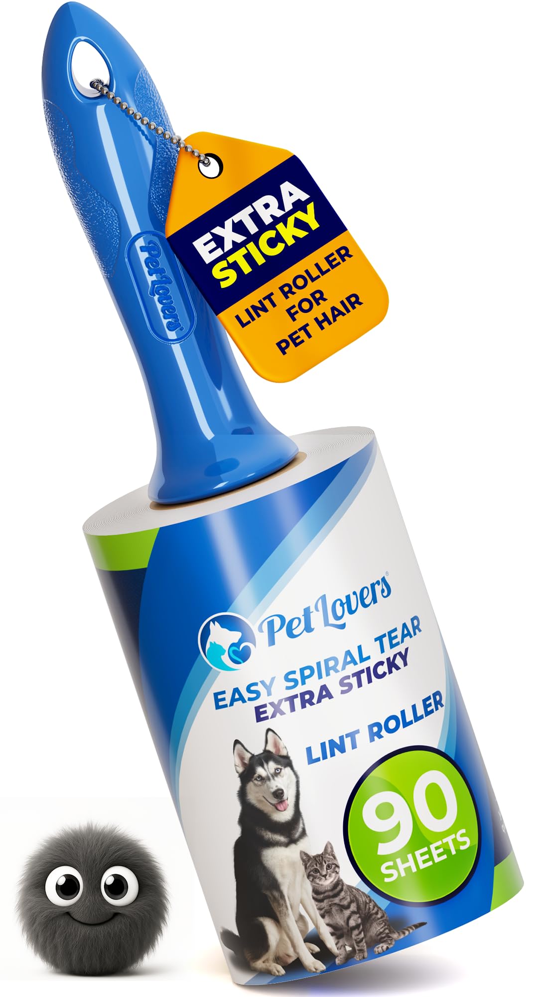 PetLovers Extra Sticky Lint Roller Value Set 270 Sheets for Pet Hair Removal and Clothes, Dog and Cat Lint Remover, 3 Pack
