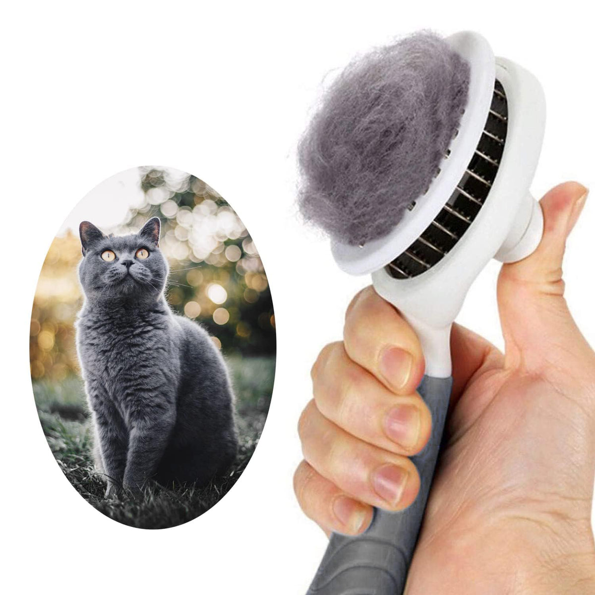 Self Cleaning Slicker Brush - Cat Brush Skin-Friendly Deshedding Grooming Massaging Tool for Long & Short Haired Pets, Cat Hair Brushes Easy Removes Undercoat for Dogs Cats Rabbits - UPGRADED, Blue