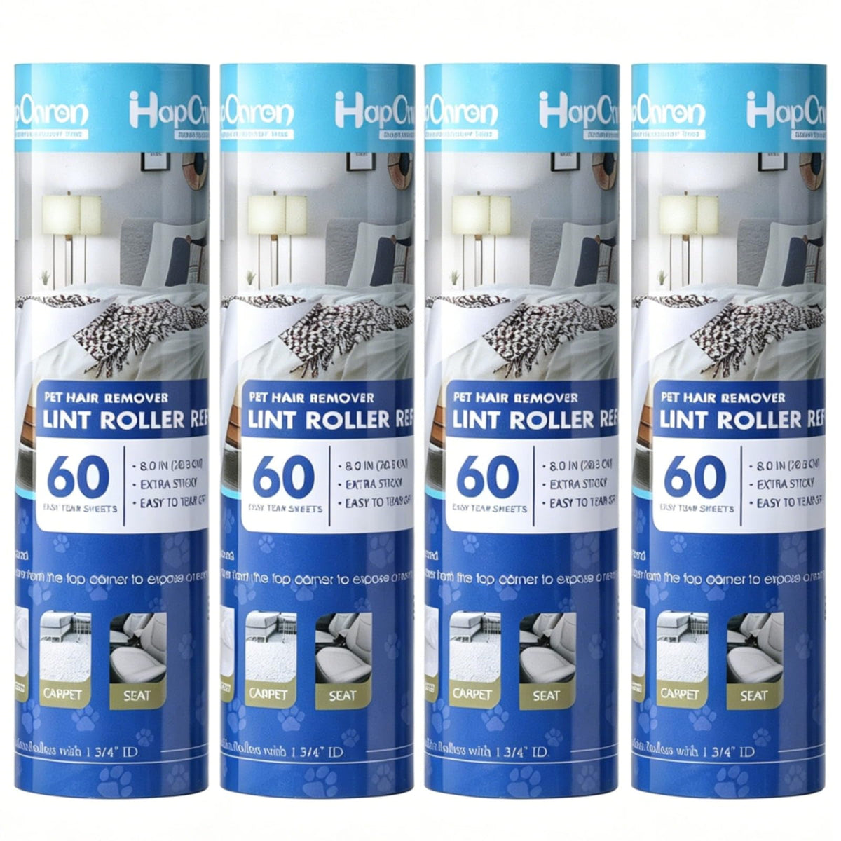 Lint Roller Refills 10", 240 Sheets, 4-Pack Value, Extra Sticky