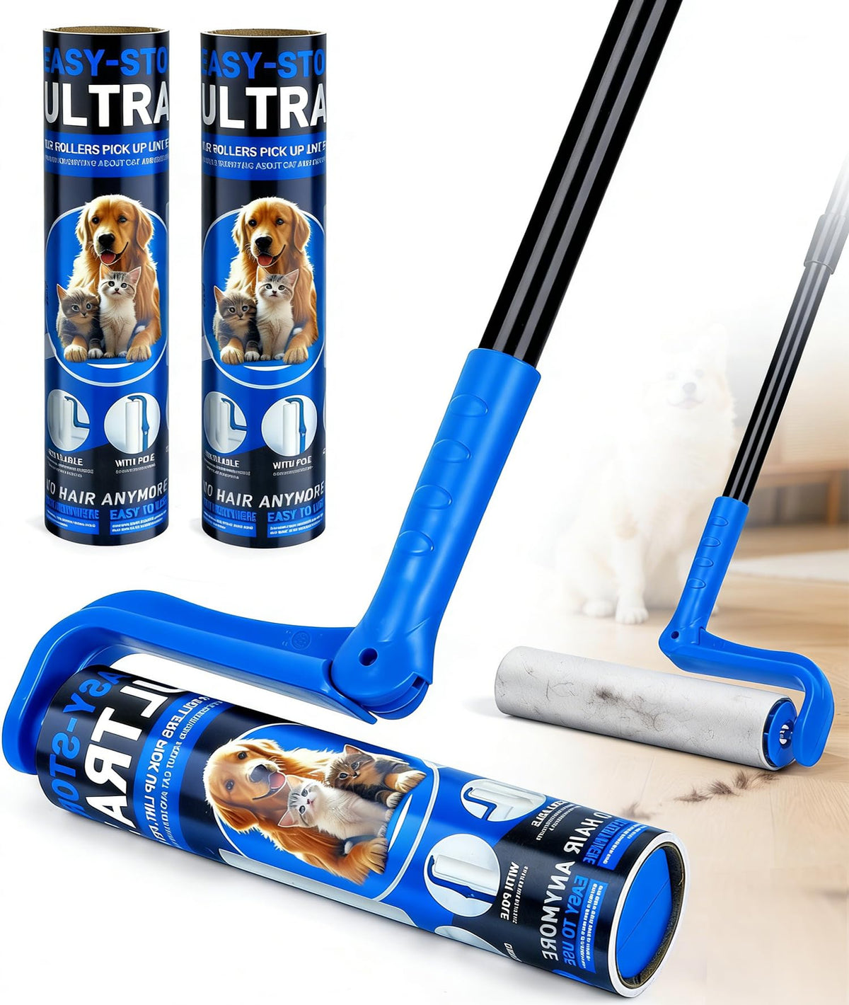 VOUBIEN 10" Large Lint Roller for Pet Hair,Giant Roller for Floor,Carpets