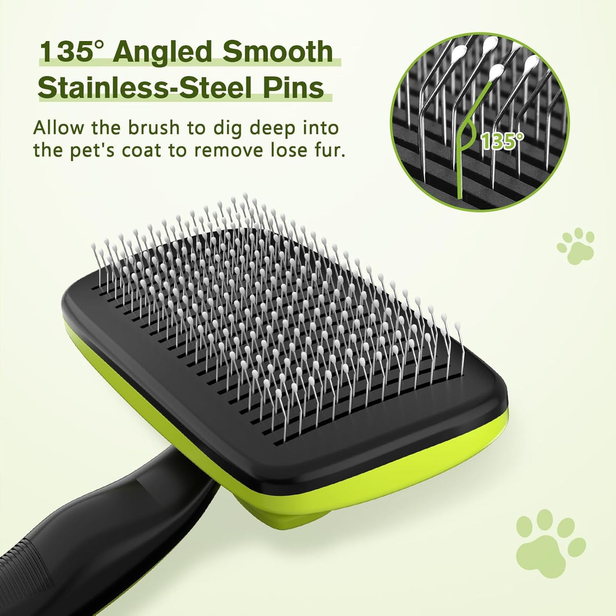 Pecute Skin Friendly Self-Cleaning Slicker Brush for Dog & Cat Shedding