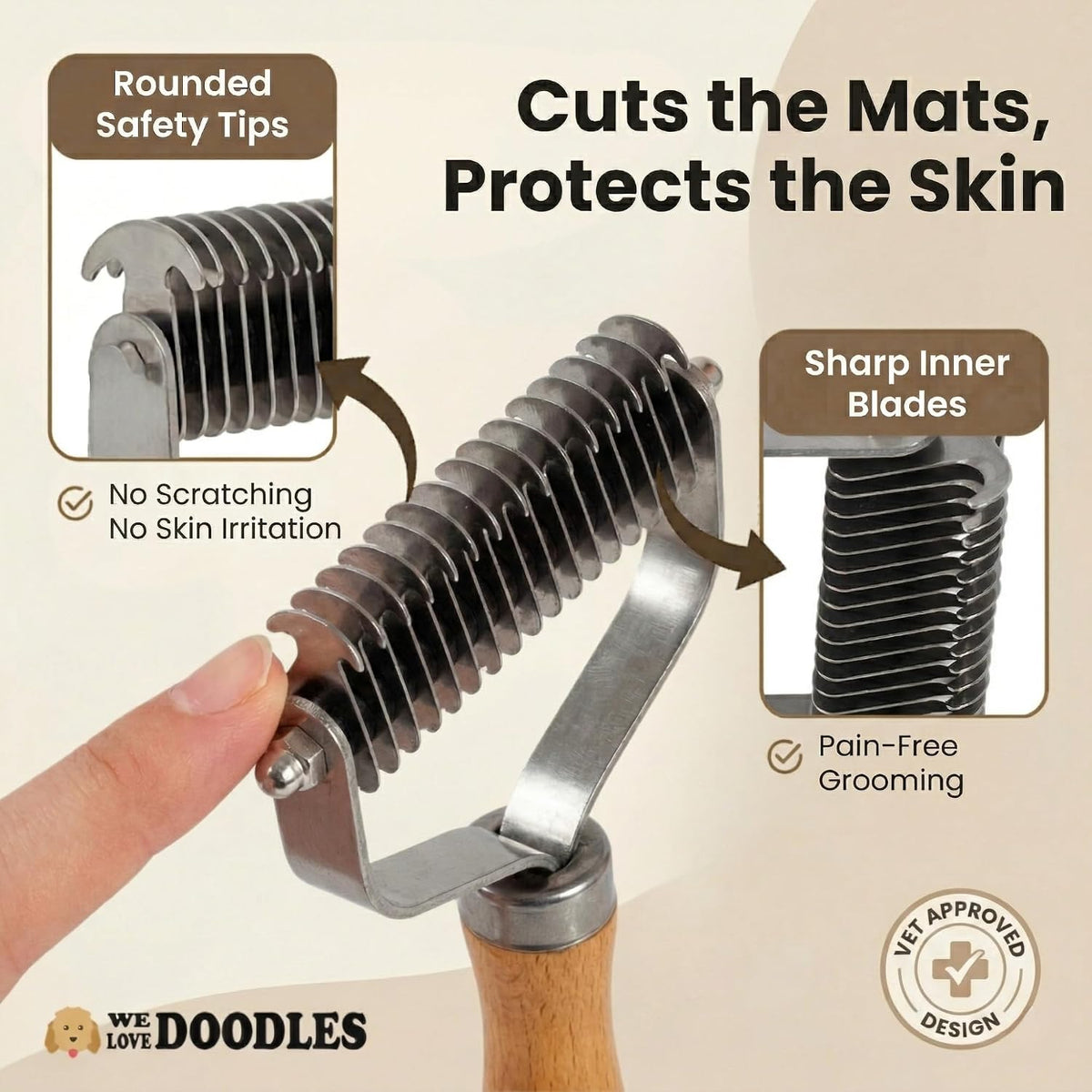 Dematting Comb for Dogs, Undercoat Rake Grooming Tool For Matted Pet Hair