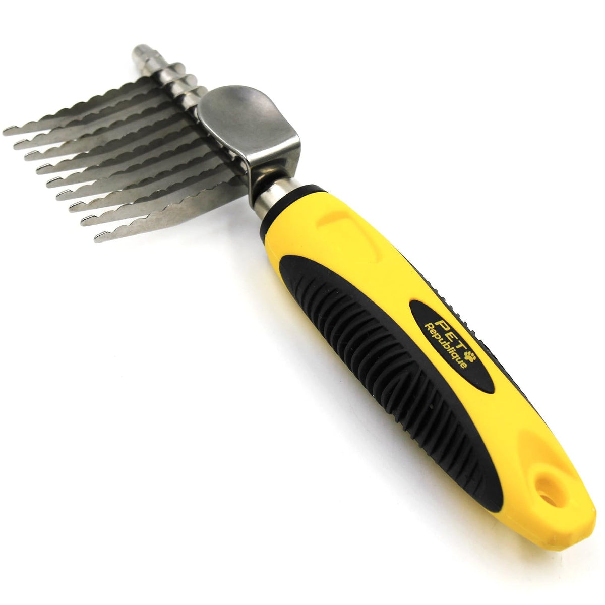 Pet Republique Dematting Tool for Dogs and Cats - Stainless Steel Matt Breaker Rake for Undercoat and Mat Brush - Knot Out for Long Haired Breed Pets