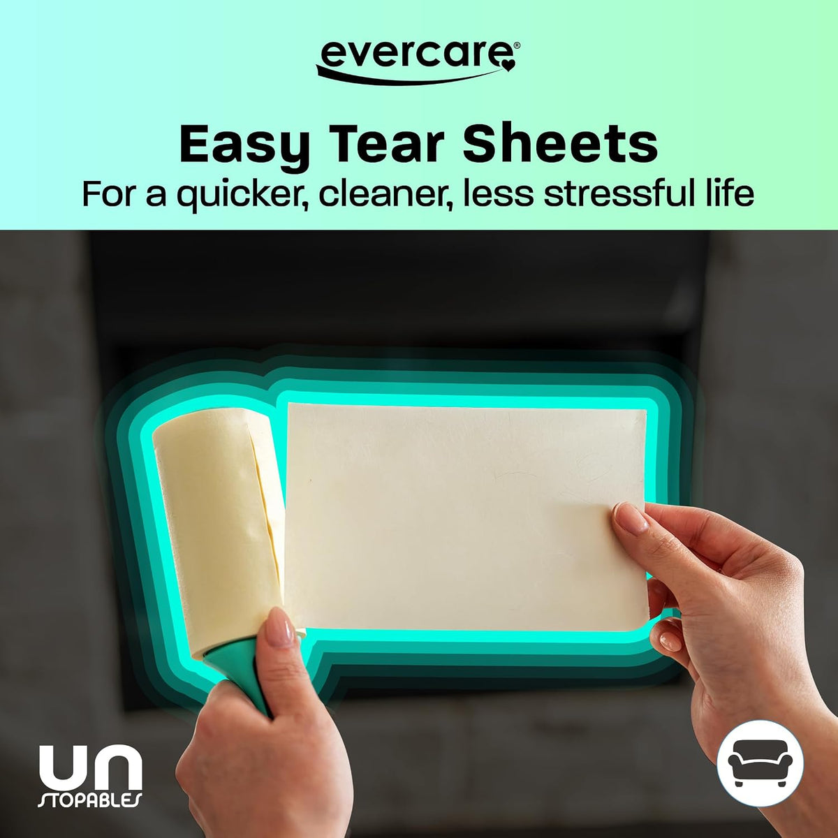 Evercare with Unstopables Fresh Scent All-Purpose Lint Roller, 4-Pack, 80 Layers Per Roller, Total 320 Sticky Sheets, Pet Hair & Lint Remover