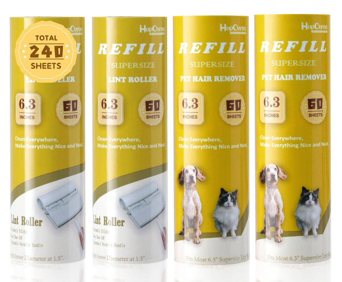 Lint Roller Refills 10", 240 Sheets, 4-Pack Value, Extra Sticky