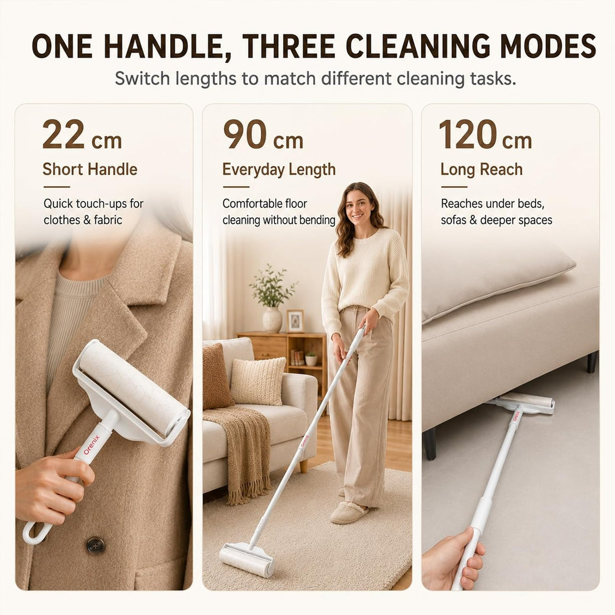 Large Lint Roller for Pet Hair, Long Handle, 6 Rolls, 600 Sheets