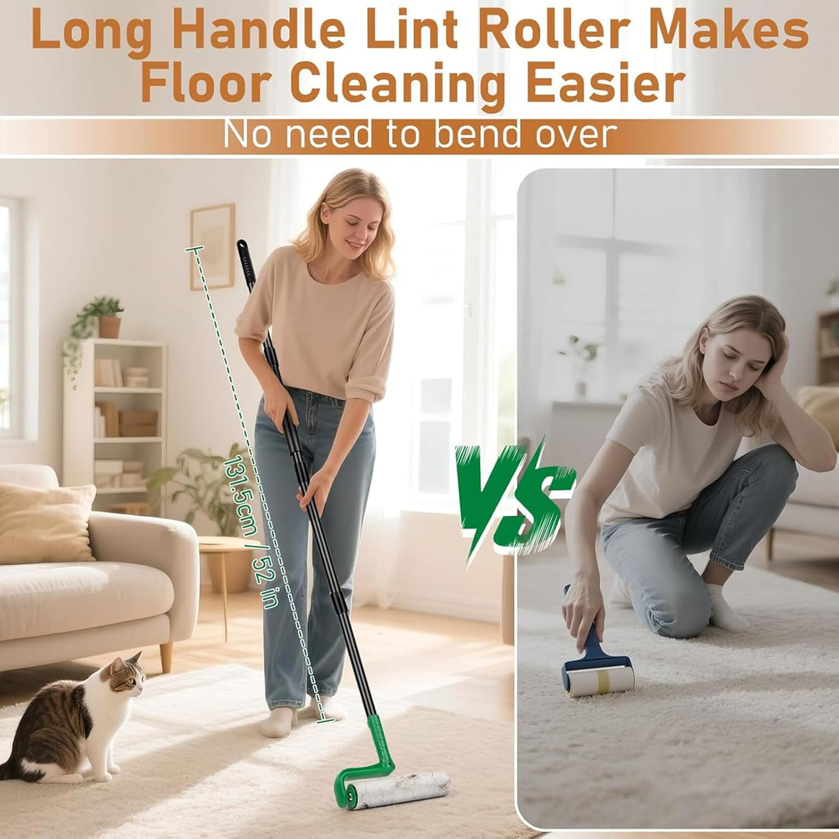 VOUBIEN 10" Large Lint Roller for Pet Hair,Giant Roller for Floor,Carpets