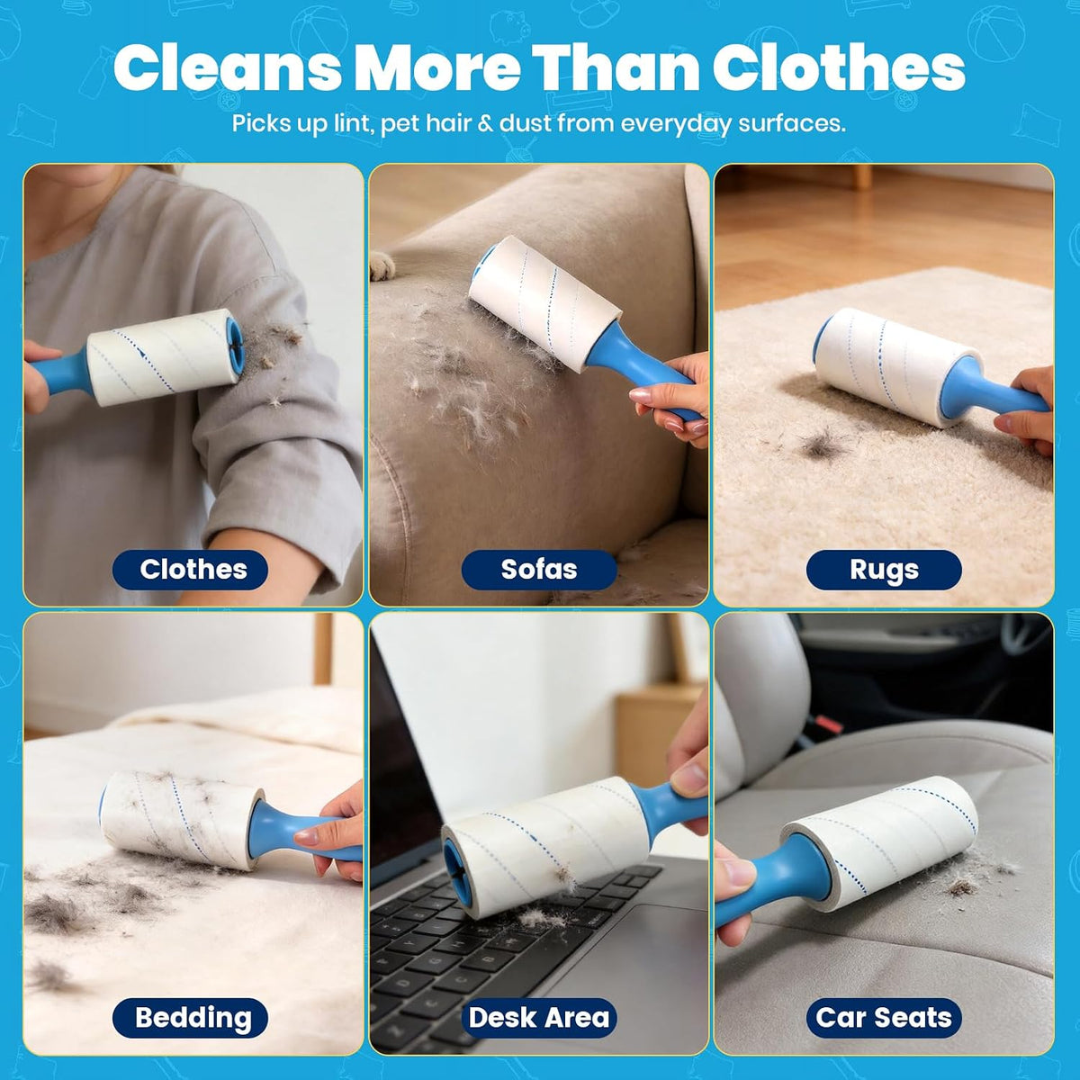 Extra Sticky Lint Roller for Pet Hair, 500 Sheets with 2 Handles