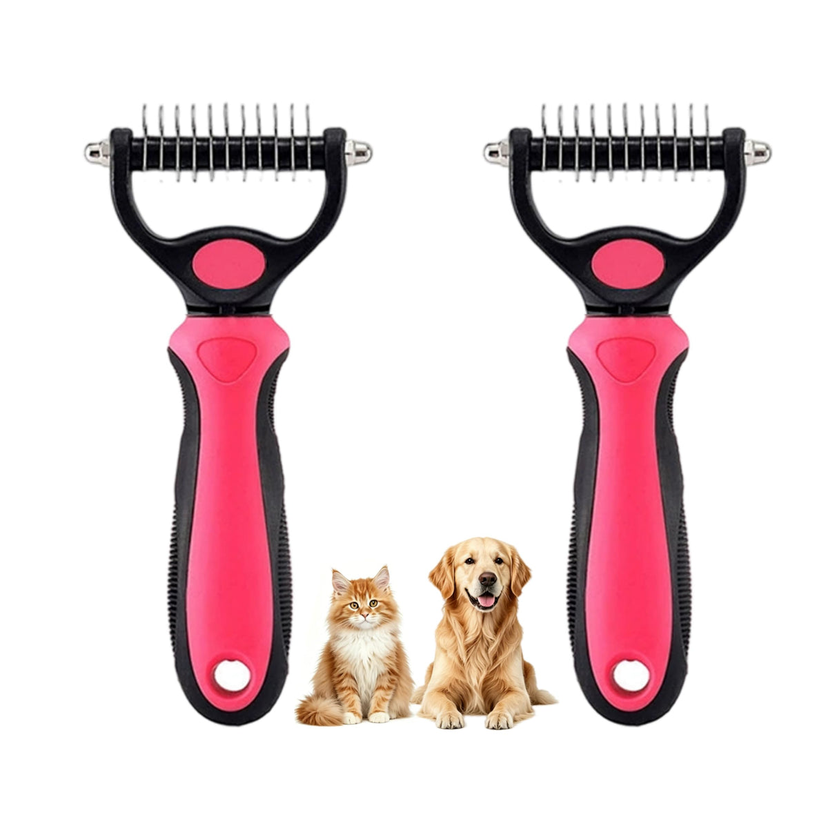 Dematting Comb for Dogs and Cats, Undercoat Rake Pet Brush for Long Hair, Deshedding Dog Brush Removes Tangles Knots and Loose Fur, Grooming Tool for Thick Coats (Blue L)