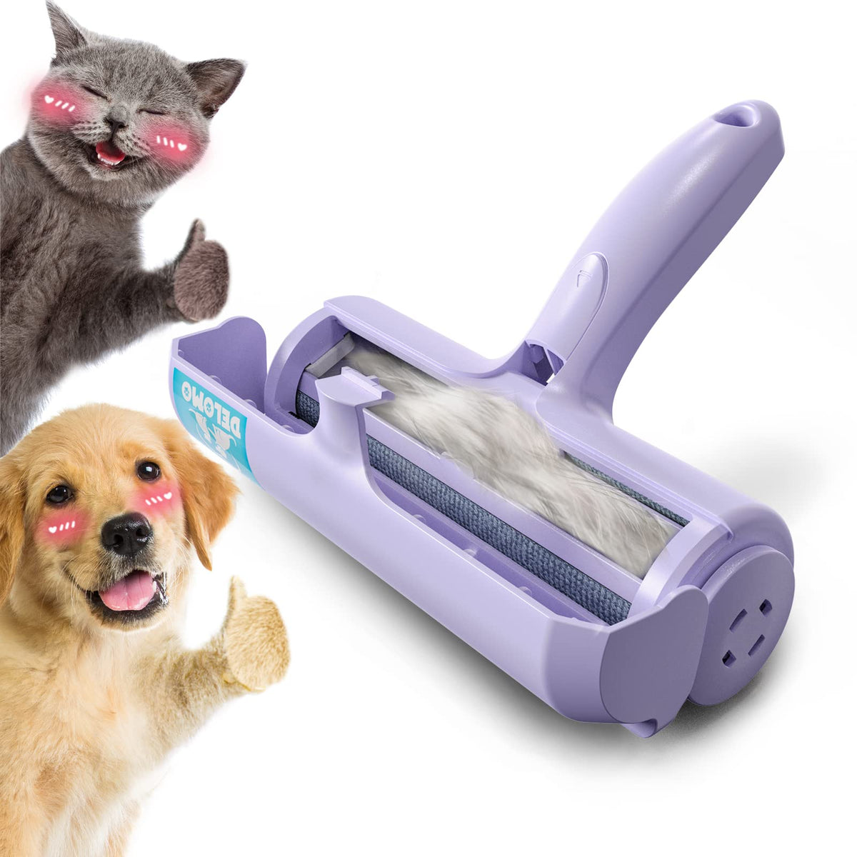 DELOMO Pet Hair Remover Roller, Reusable Lint Roller for Dog and Cat Hair