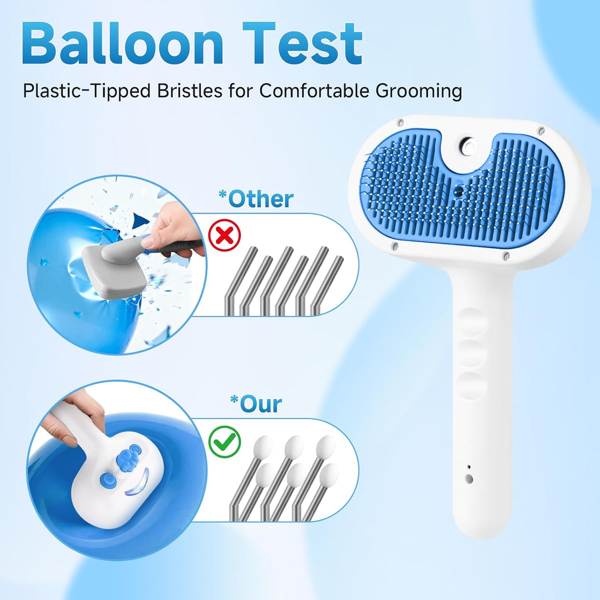 Pet Steam Brush for Dog, cat brushes for indoor cats - 1 Waterless Shampoo