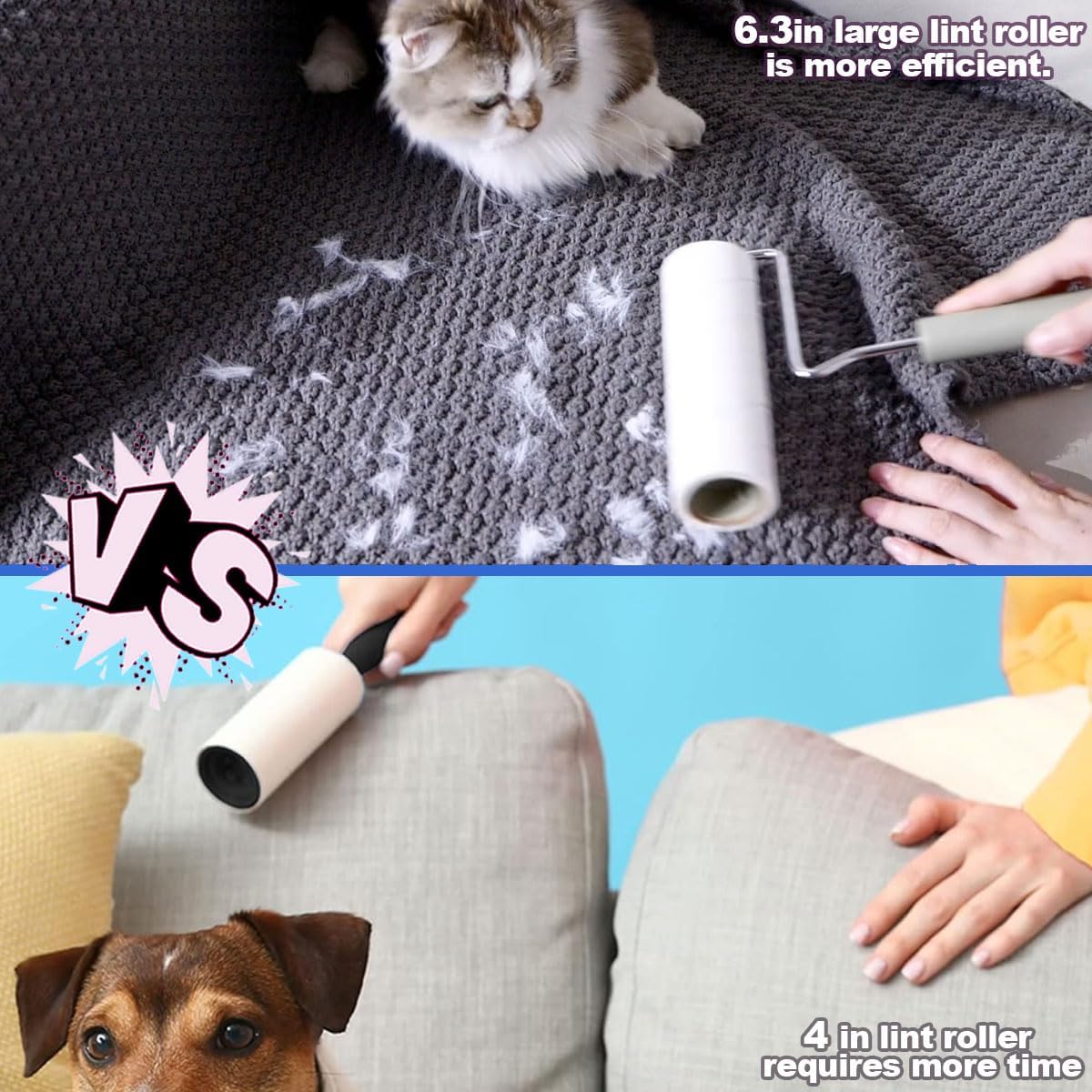 Large Lint Rollers for Pet Hair Extra Sticky，6.3'' Wide Refills