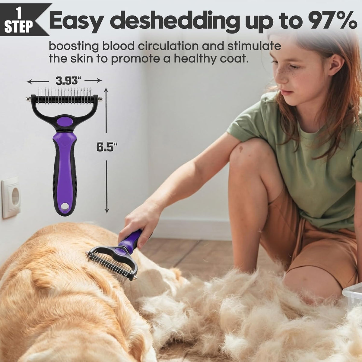 Bonteck Dog Slicker Brush for Dogs Grooming Kit 5PCS Long Haired Doodles