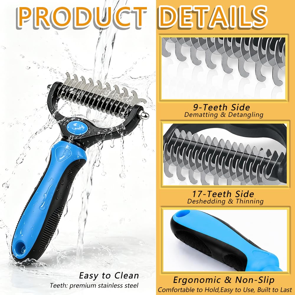 Pet Grooming Tool, Double-Sided Pet Comb for Dogs & Cats