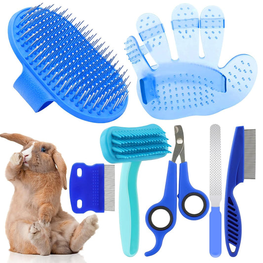 Rabbit Grooming Kit, Rabbit Brush for Shedding with Bunny Nail Clipper, Rabbit Nail Trimmers with Pet Combs for Hamster Guinea Pig Ferret by KALAMANDA